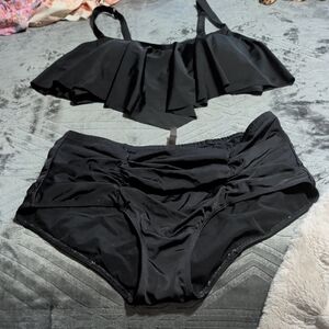 torrid Black Ruffle Swim Set